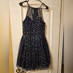 B. Darlin Navy Blue lace golden stars dress